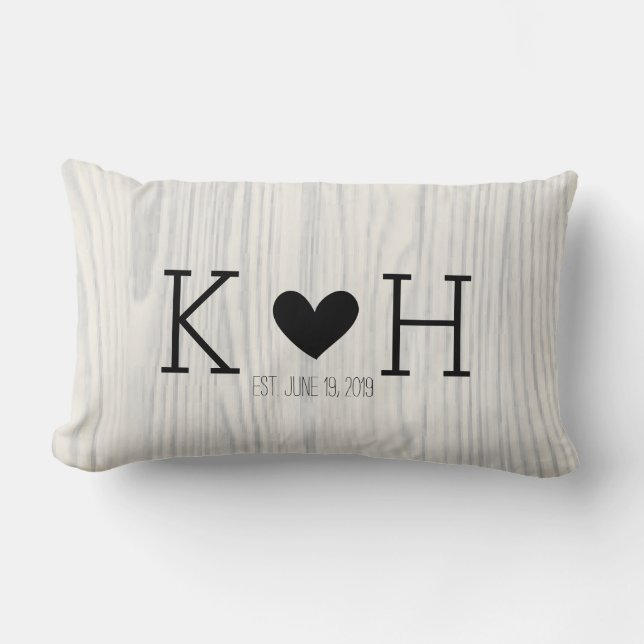 Personalisierte Hochzeit von Holzkörnern Lendenkissen (Vorderseite)