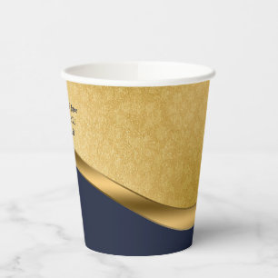 Personalisierte Hochzeit von Navy Blue und Gold Pappbecher