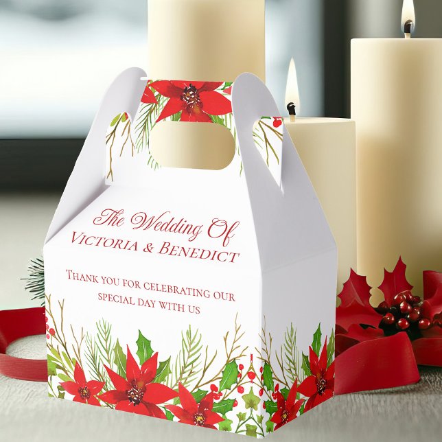 Personalisierte Hochzeit von Red Christmas Poinset Geschenkschachtel (Von Creator hochgeladen)