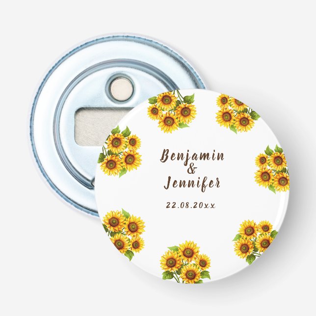 Personalisierte Hochzeit von rustikalen Morgenblum Flaschenöffner (Vorderseite)