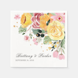 Personalisierte Hochzeit von Wasserfarben Serviette