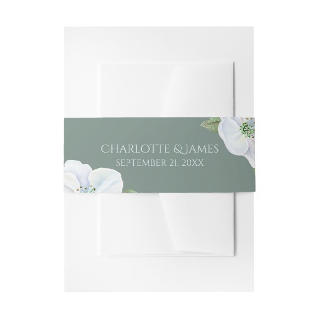 Personalisierte Hochzeit von White Apple Blossom-B Einladungsbanderole (Vorderseite Beispiel)