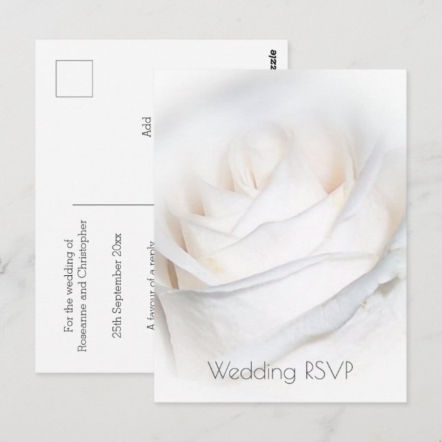 Personalisierte Hochzeit von White Rose Postkarte (Vorne/Hinten)