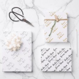 Personalisierte Hochzeit wünscht Silver Gold Schwa Geschenkpapier Set