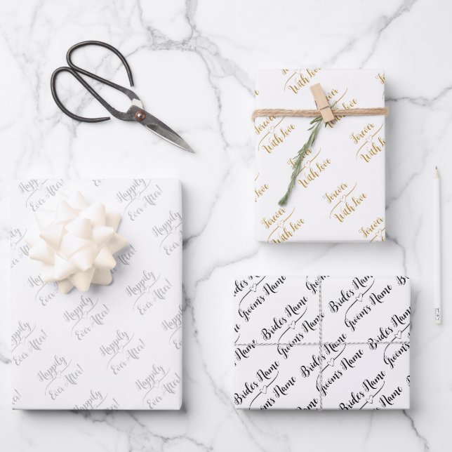 Personalisierte Hochzeit wünscht Silver Gold Schwa Geschenkpapier Set (Vorderseite)