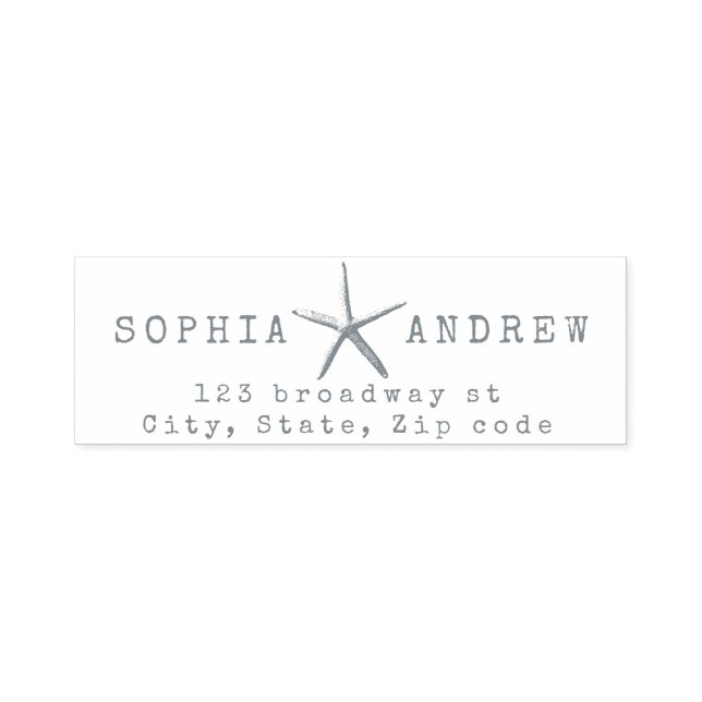 Personalisierte Hochzeitadresse für Seesterne Permastempel (Design)