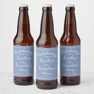 Personalisierte Hochzeiten Namen Chic Dusty Blue Bierflaschenetikett