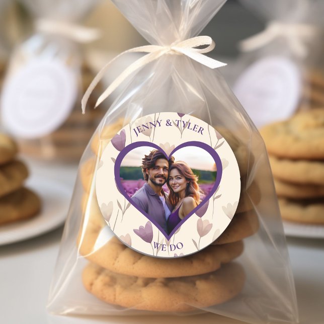 Personalisierte Hochzeiten Siegel | Fotovorlage Runder Aufkleber (Von Creator hochgeladen)