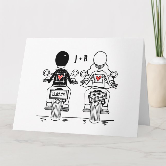 Personalisierte Hochzeiten von Motorrädern Karte (Vorderseite)