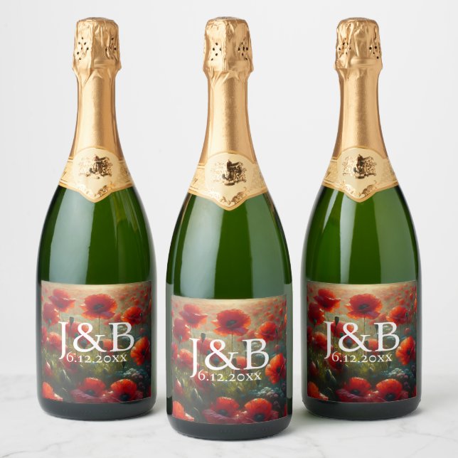 Personalisierte Hochzeiten von Roten Poppies (Flaschen)