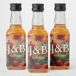 Personalisierte Hochzeiten von Roten Poppies Alkoholflaschenetikett