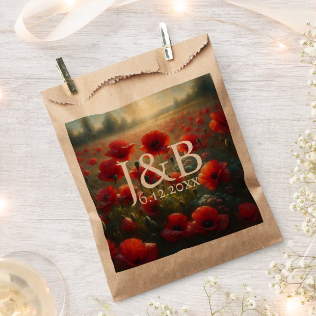 Personalisierte Hochzeiten von Roten Poppies Geschenktütchen (Ausgeschnitten)