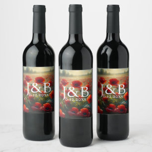 Personalisierte Hochzeiten von Roten Poppies Weinetikett