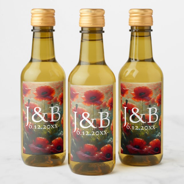 Personalisierte Hochzeiten von Roten Poppies Weinetikett (Flaschen)