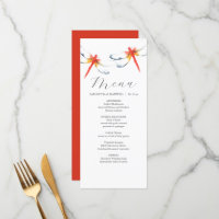 Personalisierte Hochzeitmenükarten Rote Libelle