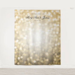 Personalisierte Hochzeits-Hintergrund-GoldBokeh Wandteppich