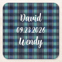 Personalisierte Hochzeits-Tartan-Karo-Papierunters