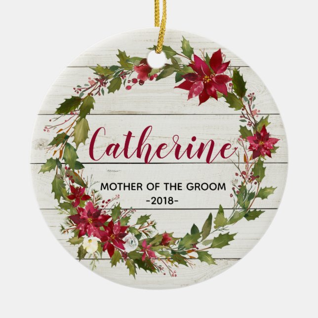 Personalisierte Hochzeits-Weihnachtsverzierung für Keramik Ornament (Vorne)