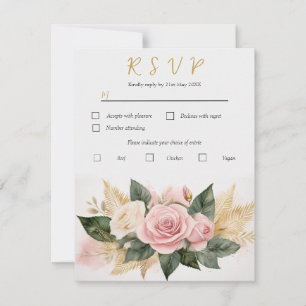 Personalisierte Hochzeitsantwortkarte Rosenbouquet RSVP Karte