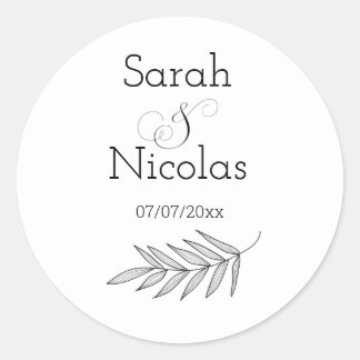Personalisierte Hochzeitsaufkleber minimalistische Runder Aufkleber