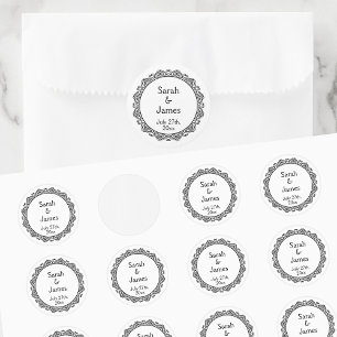Personalisierte Hochzeitsaufkleber mit ornamentale Runder Aufkleber