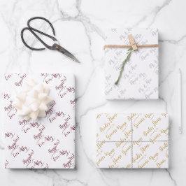 Personalisierte Hochzeitsbride Groom Silbergott Ro Geschenkpapier Set