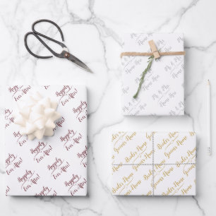 Personalisierte Hochzeitsbride Groom Silbergott Ro Geschenkpapier Set