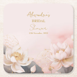 Personalisierte Hochzeitsdusche Pink Lotus Nr. 7 Rechteckiger Pappuntersetzer