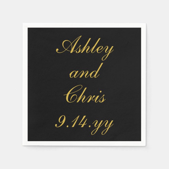 Personalisierte Hochzeitsempfehlung für Black & Go Serviette (Vorderseite)