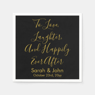 Personalisierte Hochzeitsempfehlung mit Black Gold Serviette
