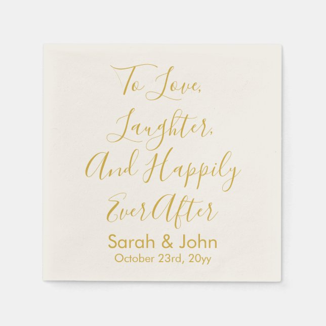 Personalisierte Hochzeitsempfehlung mit White Gold Serviette (Vorderseite)