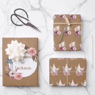 Personalisierte Hochzeitsfeier Wasserfarbe Geschenkpapier Set