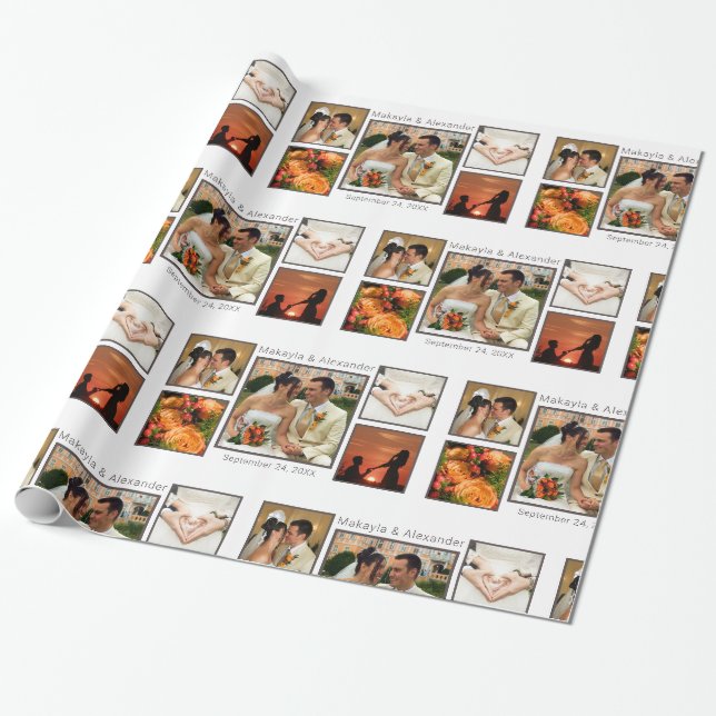 Personalisierte HochzeitsfotoCollage Geschenkpapier (Ungerollt)