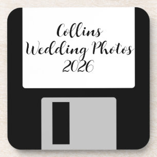 Personalisierte Hochzeitsfotos Diskette Untersetze Getränkeuntersetzer