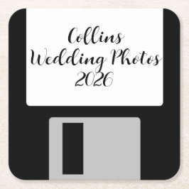 Personalisierte Hochzeitsfotos Diskette Untersetze Rechteckiger Pappuntersetzer