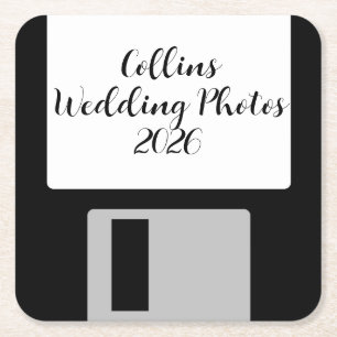 Personalisierte Hochzeitsfotos Diskette Untersetze Rechteckiger Pappuntersetzer