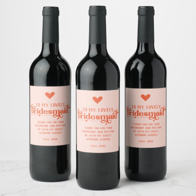 Personalisierte Hochzeitsgeschenke von Bridesmaid Weinetikett (Flaschen)