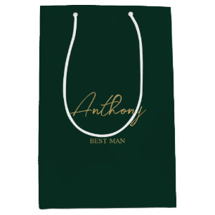 Personalisierte Hochzeitsgesellschafts-Name in Grü Mittlere Geschenktüte