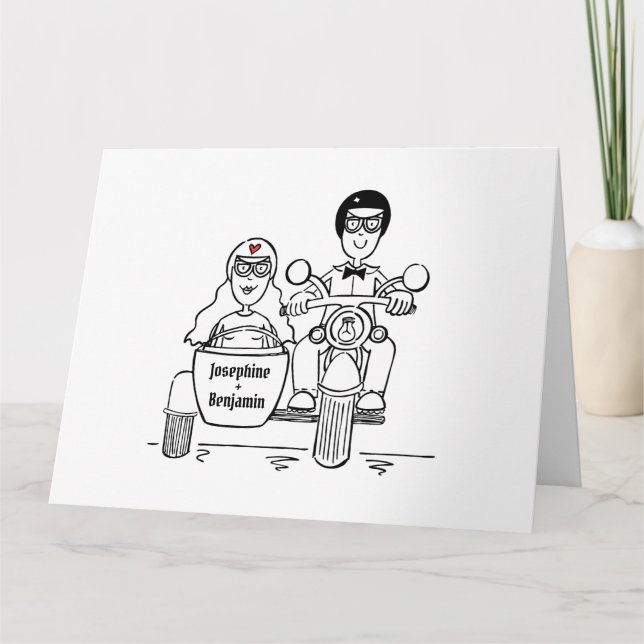 Personalisierte Hochzeitsgruß für Motorräder Karte (Vorderseite)