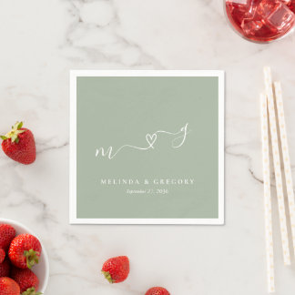 Personalisierte Hochzeitshandtücher Initialen Herz Serviette