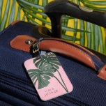 Personalisierte Hochzeitsinitialen in Pink Green P Gepäckanhänger<br><div class="desc">Personalisierte Hochzeitstipps  Palmenblättriger Pink Green Palm</div>
