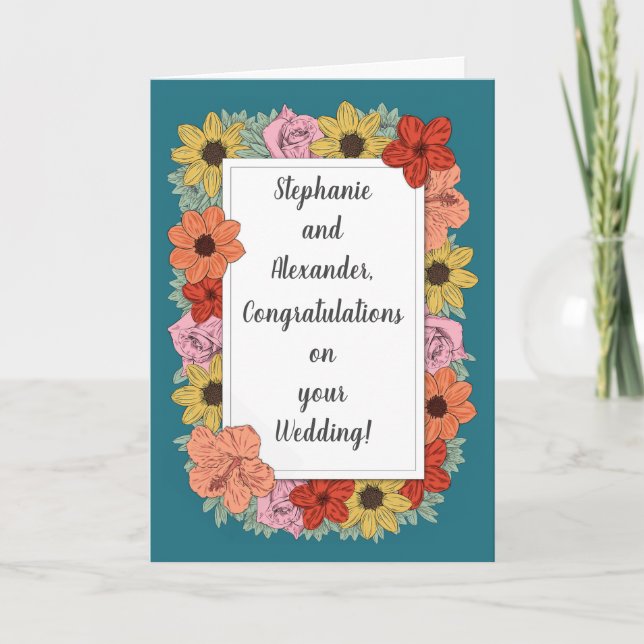 Personalisierte Hochzeitskarte Aquamarin Karte (Vorderseite)