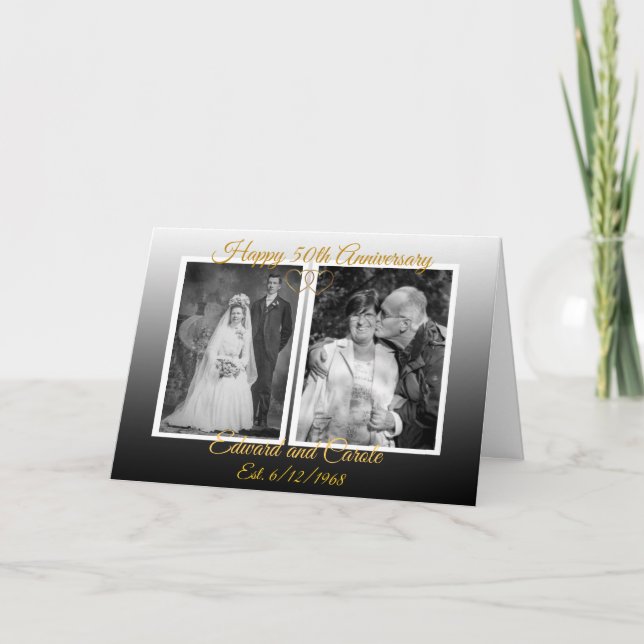 Personalisierte Hochzeitskarte für Fotos 50 Jahre Karte (Vorderseite)
