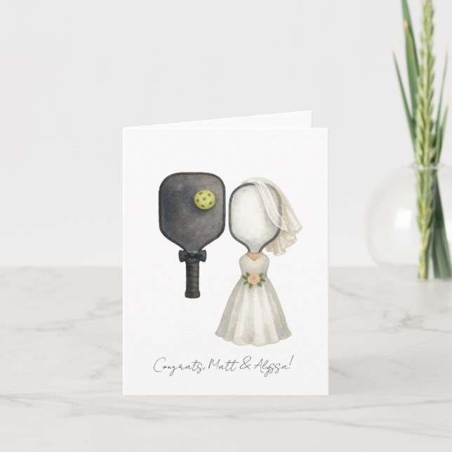 Personalisierte Hochzeitskarte für Pickleball-Lieb Karte (Vorderseite)