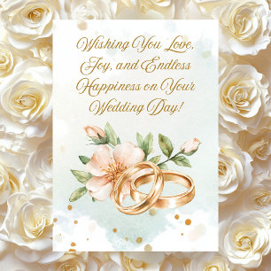 personalisierte Hochzeitskarte "Golden Rings & Blo Karte