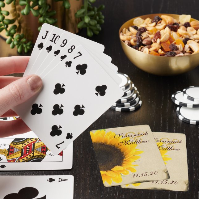Personalisierte Hochzeitskarten für Sonnenblumen Spielkarten (In Situ)