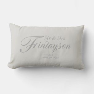 Personalisierte Hochzeitskissen Grau Lendenkissen