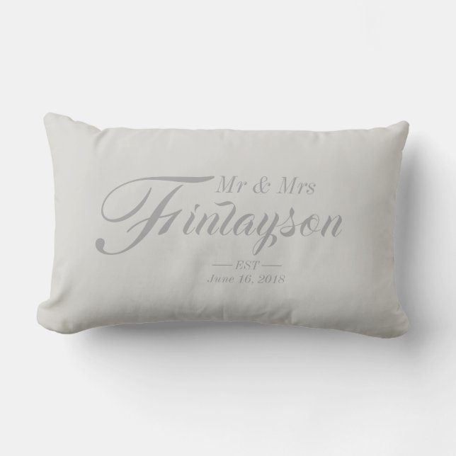 Personalisierte Hochzeitskissen Grau Lendenkissen (Vorderseite)
