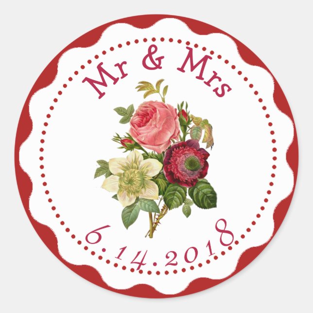 Personalisierte Hochzeitskleber Runder Aufkleber (Vorderseite)