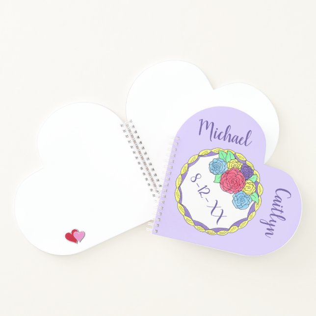 Personalisierte Hochzeitskuchenbride Groom Floral  Notizbuch (Innenseite)